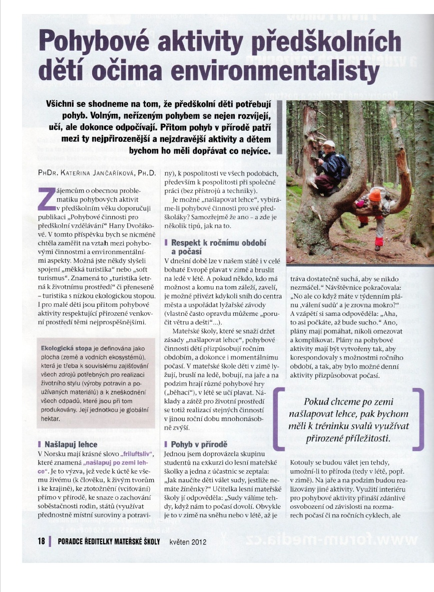 Pohybové aktivity předškolních dětí očima environmentalisty