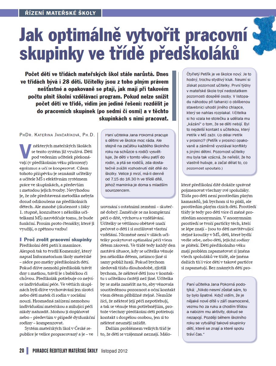Jak optimálně vytvořit pracovní skupinky ve třídě předškoláků
